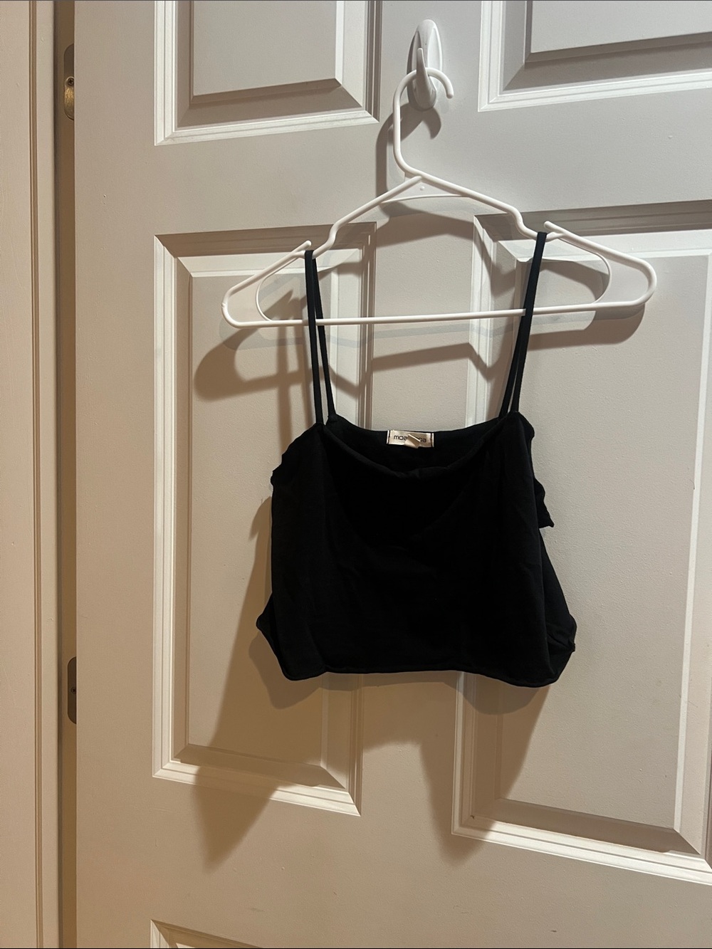 Moa Moa Black Spaghetti Strap Crop Camisole